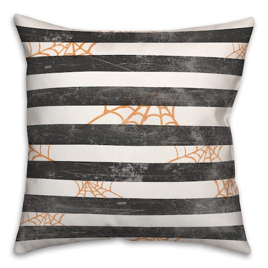 Spiderwebs &#x26; Stripes Spun Poly Throw Pillow